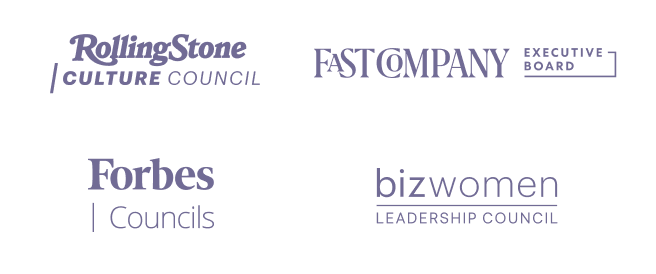 CCo community logos including Rolling Stone, Fast Company, Forbes Councils, and Bizwomen.